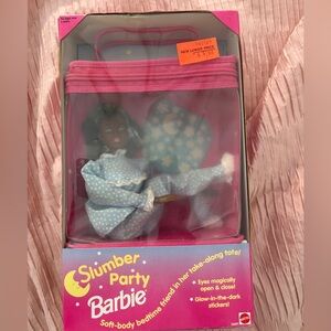 Mattel Slumber Party Barbie African American NIB Vintage 1994 12697 With Tote
